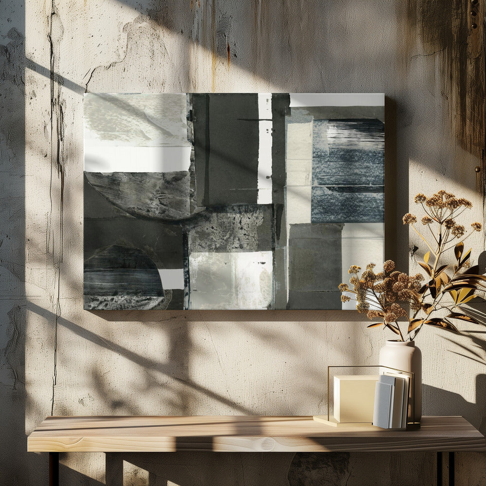 Monochrome Black Abstract Shapes Light 1 | Canvas