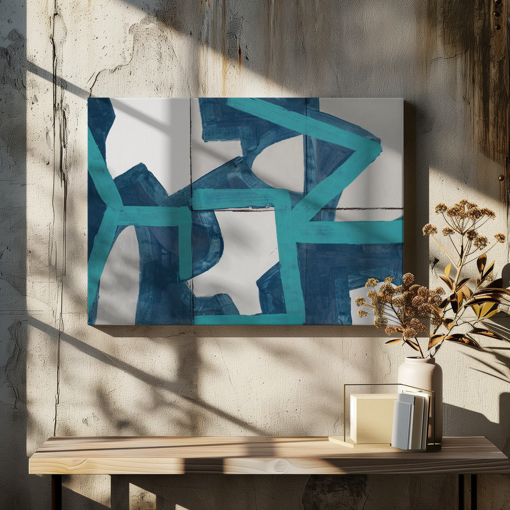 Metric Blue Abstract Art Print | Canvas
