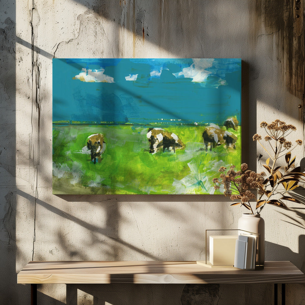 Cows In Landscape Print No 2 | Canvas
