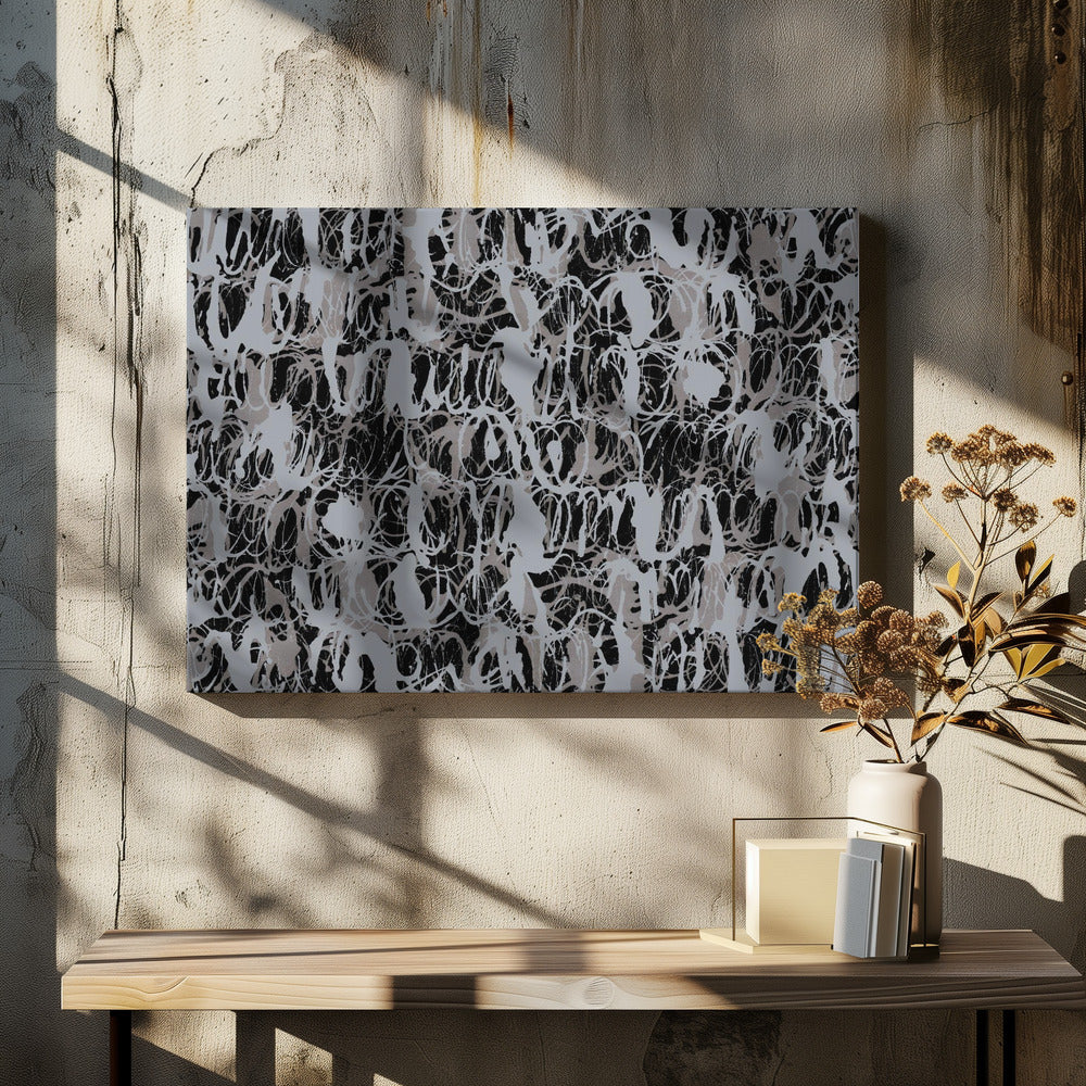 Abstract Ink Swirls Blue Black | Canvas
