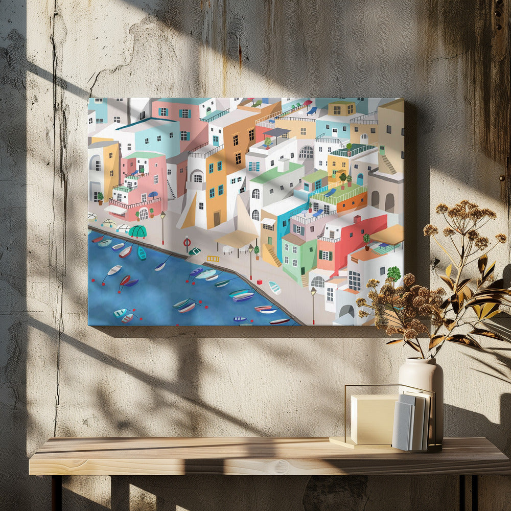 Sunny Seaside Village Summer Fun By Carla Daly | Canvas