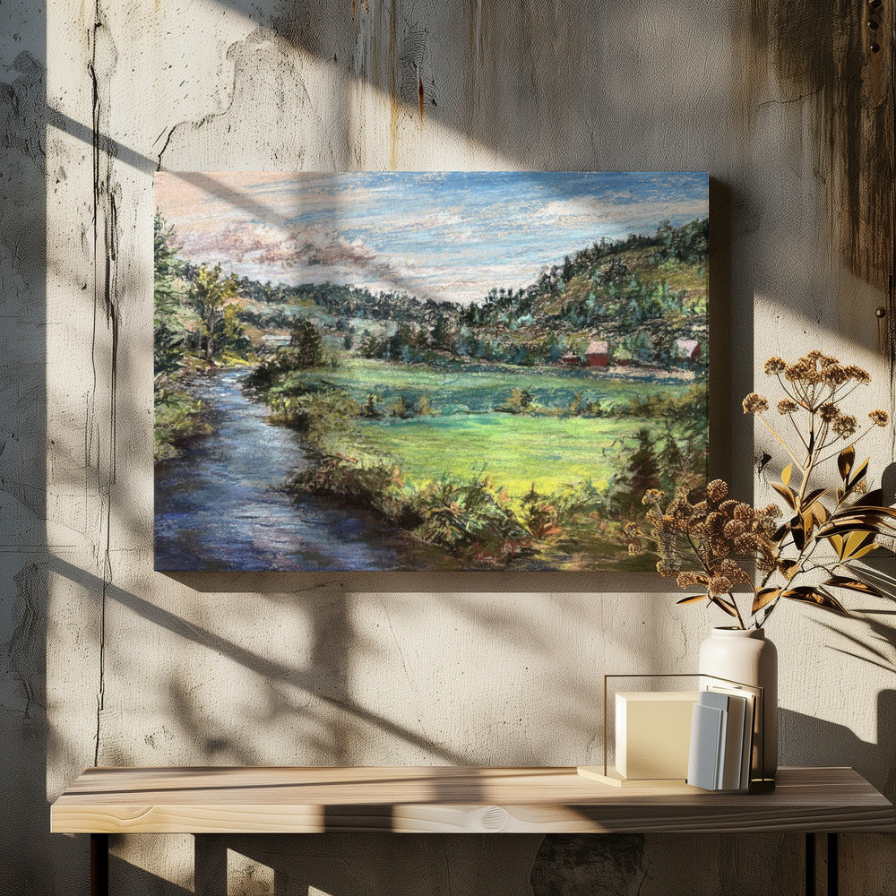 Serene River Valley | Canvas