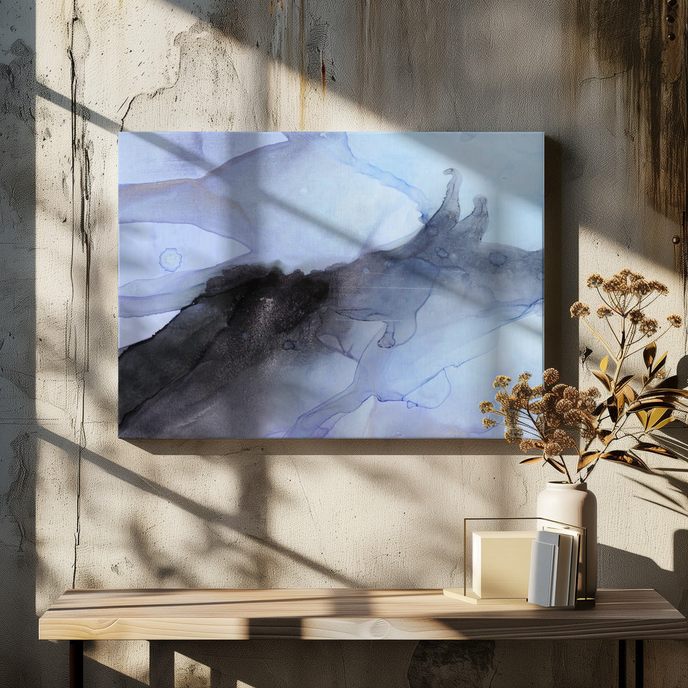 Fluid Blue and Black Ink Textures | Canvas