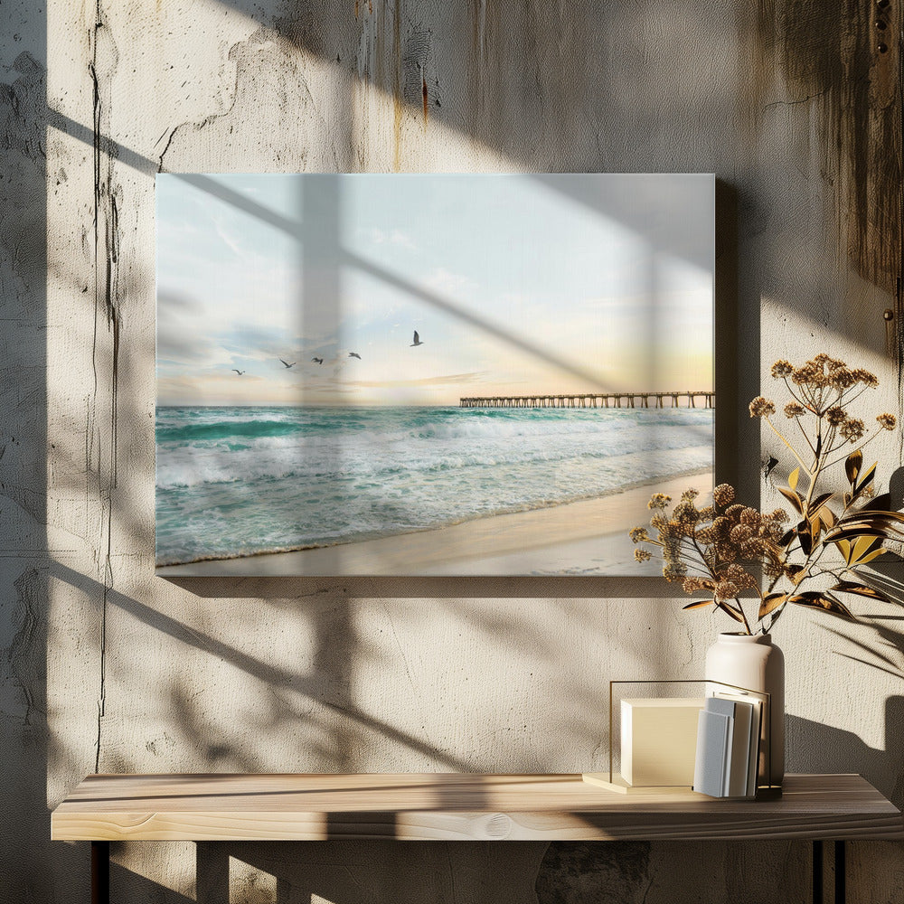 Birds At Pier | Canvas