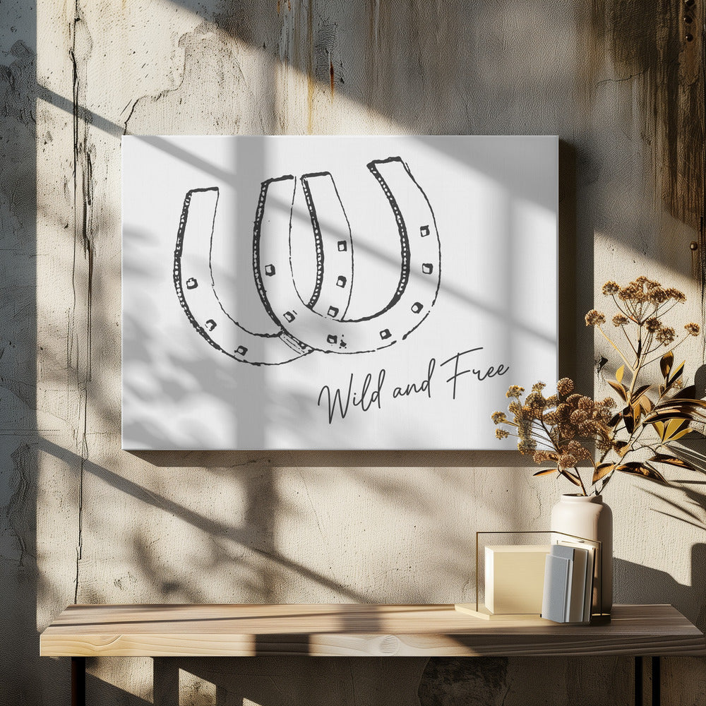 Horseshoe Wild and Free Black | Canvas