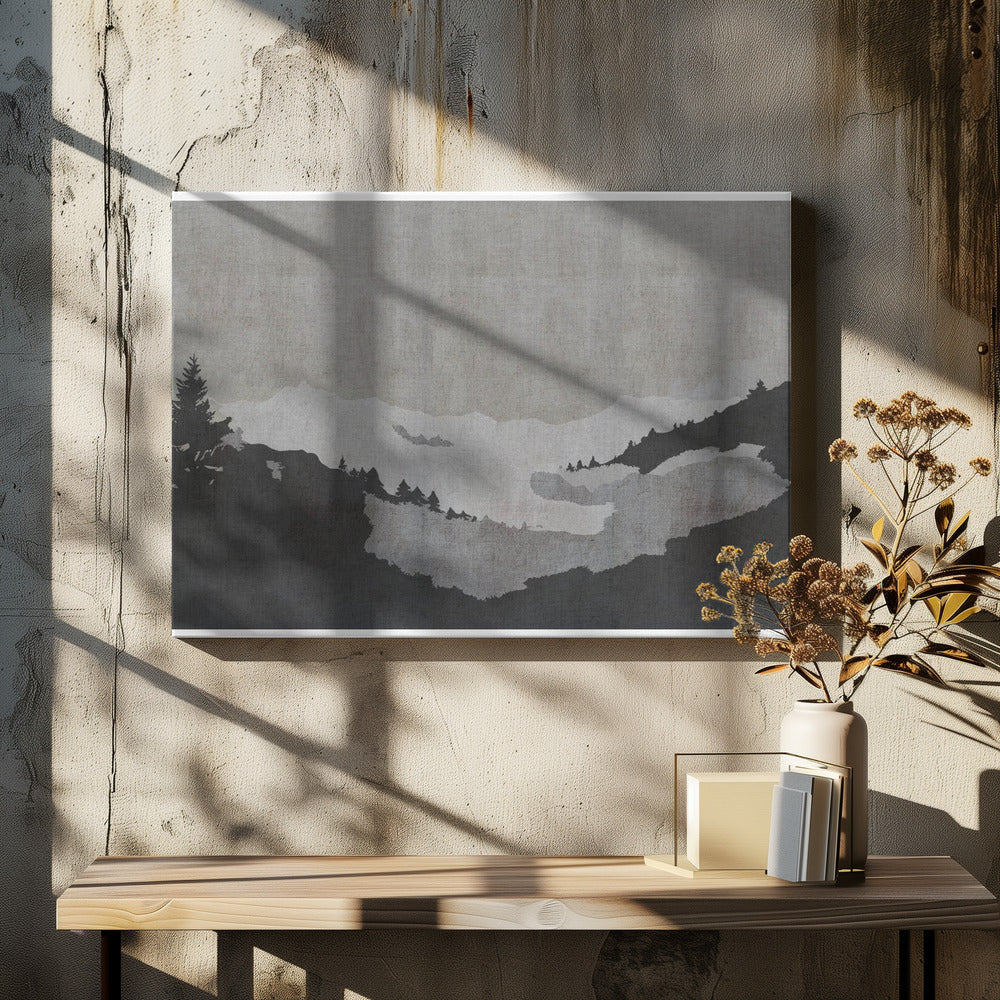 Misty Lake Landscape in Ink Wash Style | Canvas