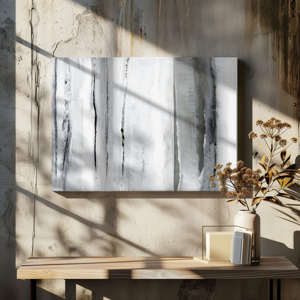Vertical Strokes In Monochromatic Tones | Canvas