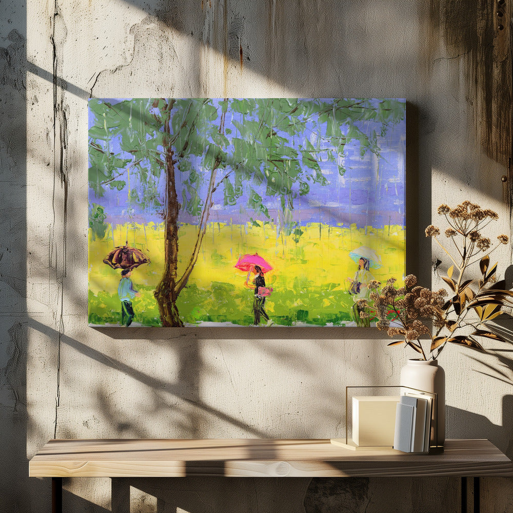 Rape Flower Landscape On A Rainy Day | Canvas