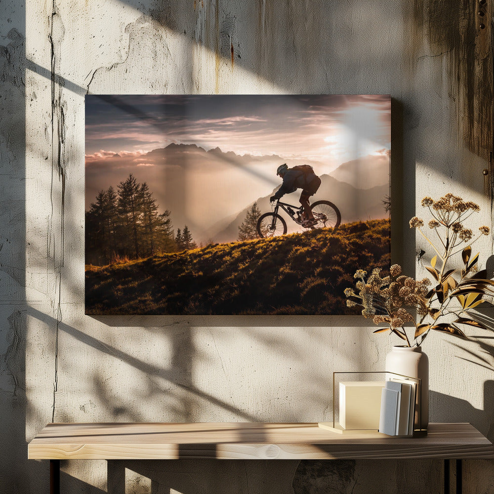 Golden hour biking | Canvas