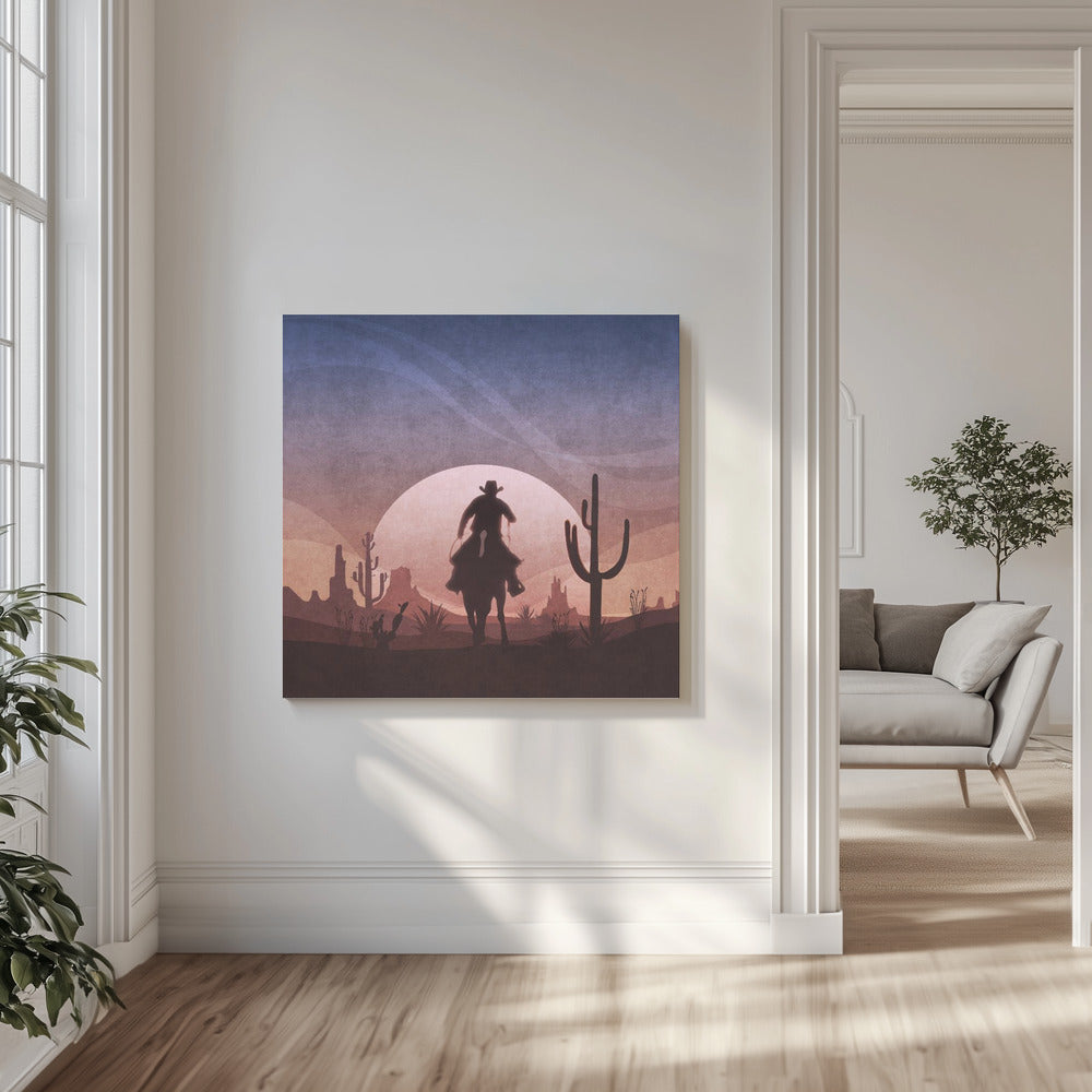 Desert Cowboy Sunset | Canvas