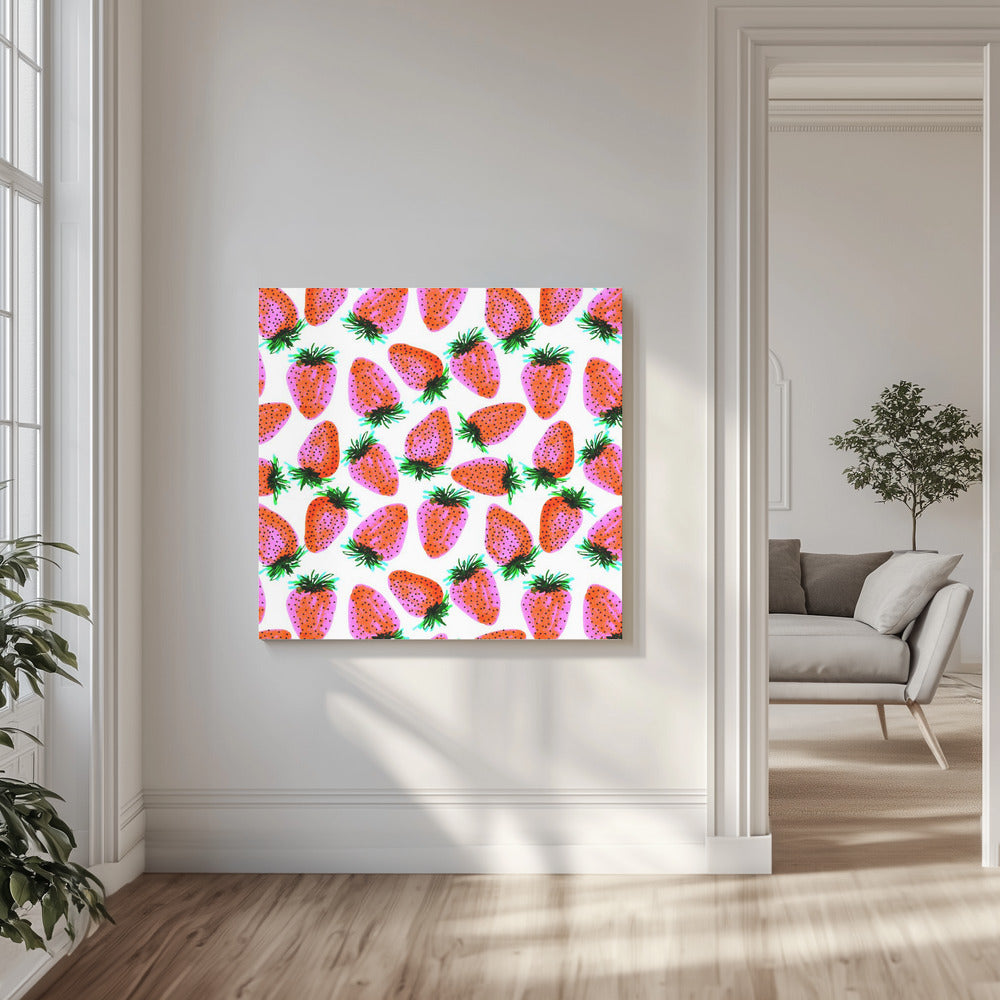 Lavender Red Strawberries Fruit | Canvas
