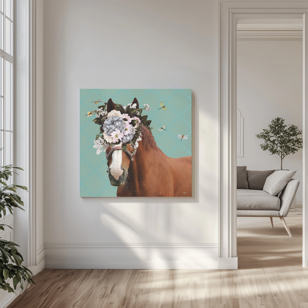 Spring Flower Bonnet On Horse | Canvas
