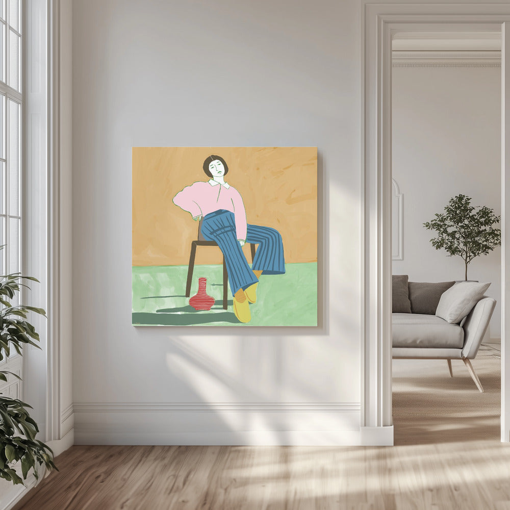 Lady Sitting with her vase | Canvas