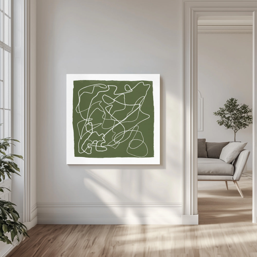 Green Scribble Lines | Canvas