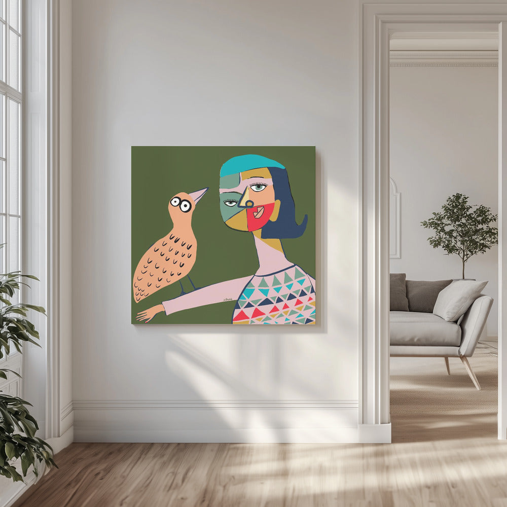 Lady with bird | Canvas