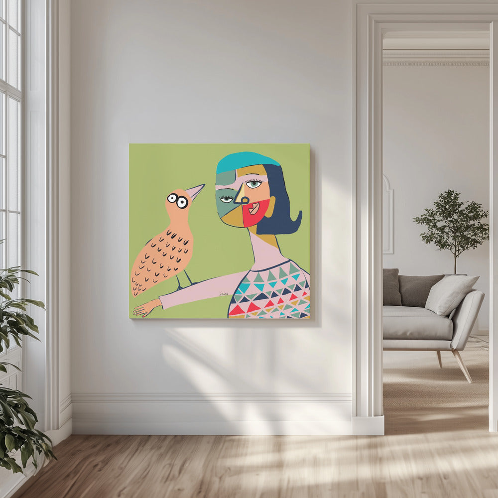 Lady with bird | Canvas