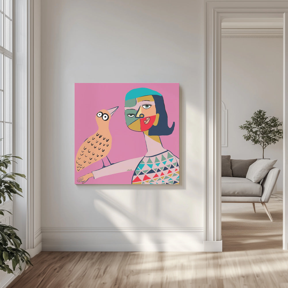 Lady with bird | Canvas