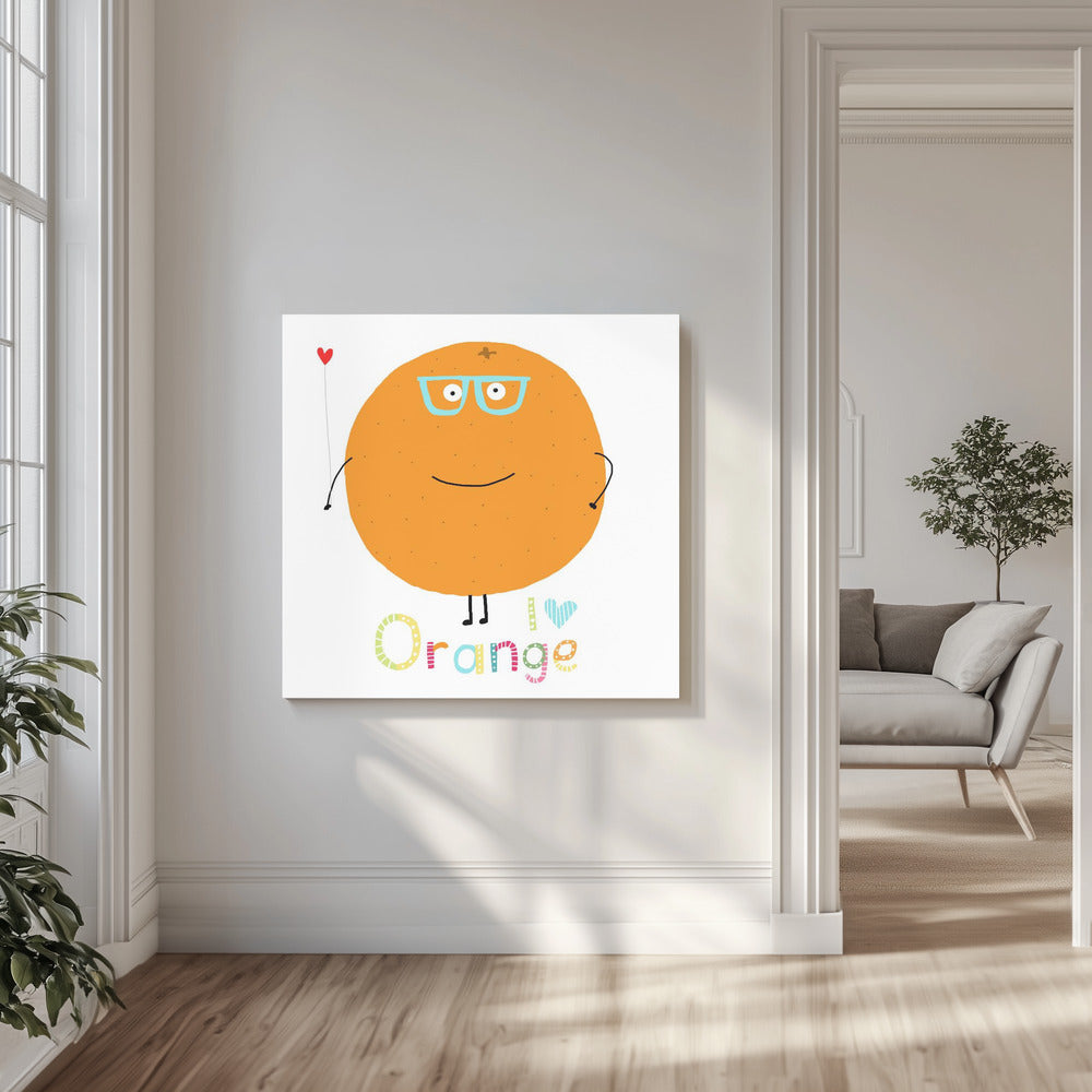I Love Orange! Cute Orange Holding a Love Heart. | Canvas