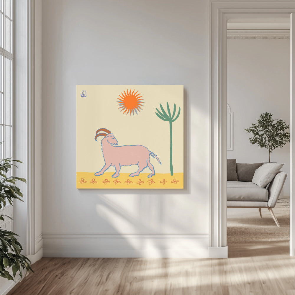 Stylized Pink Goat | Canvas