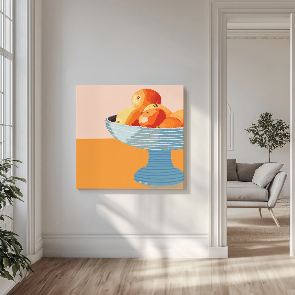 Blue fruit bowl bright | Canvas
