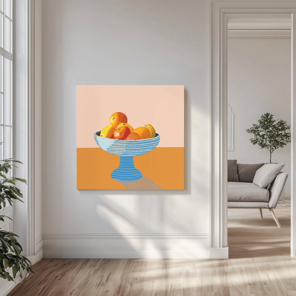 Blue fruit bowl bright | Canvas