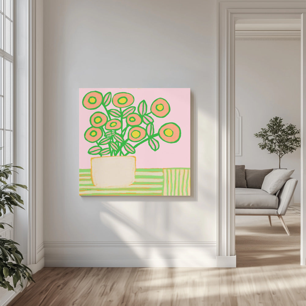 Flower pot in pinks | Canvas