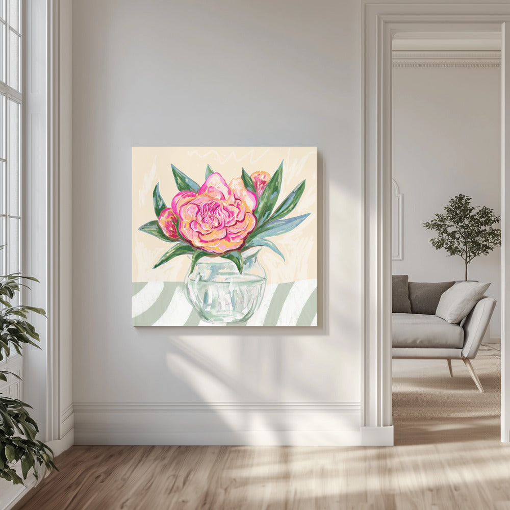Peony in Glass Vase | Canvas