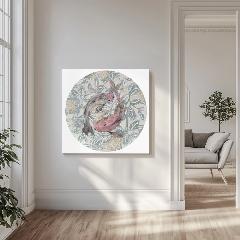 Two Koi Fish In A Circular Pattern | Canvas