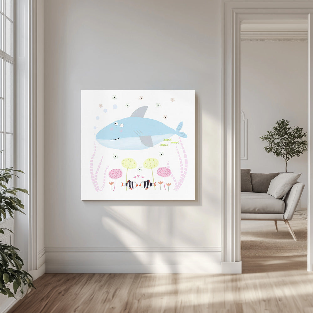 Baby Shark with Flowers | Canvas