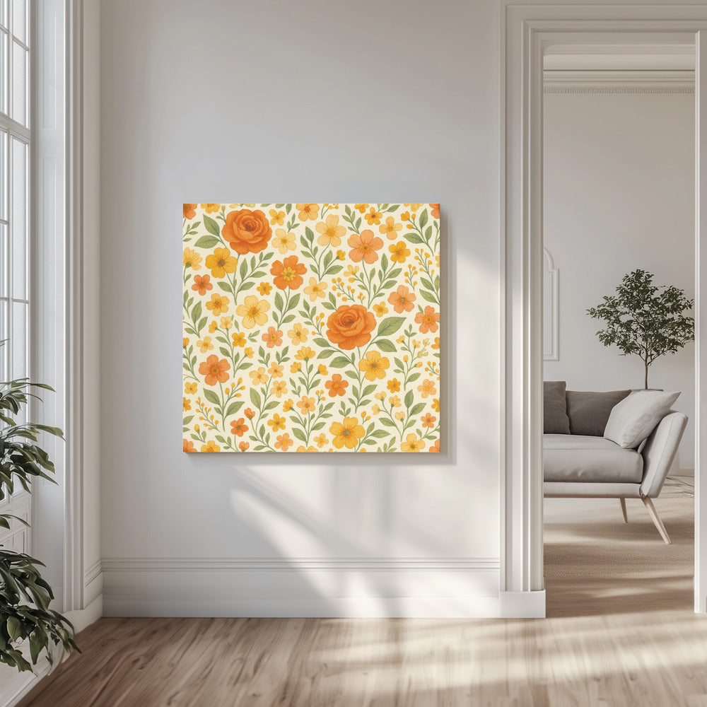 Orange Rose Meadow | Canvas