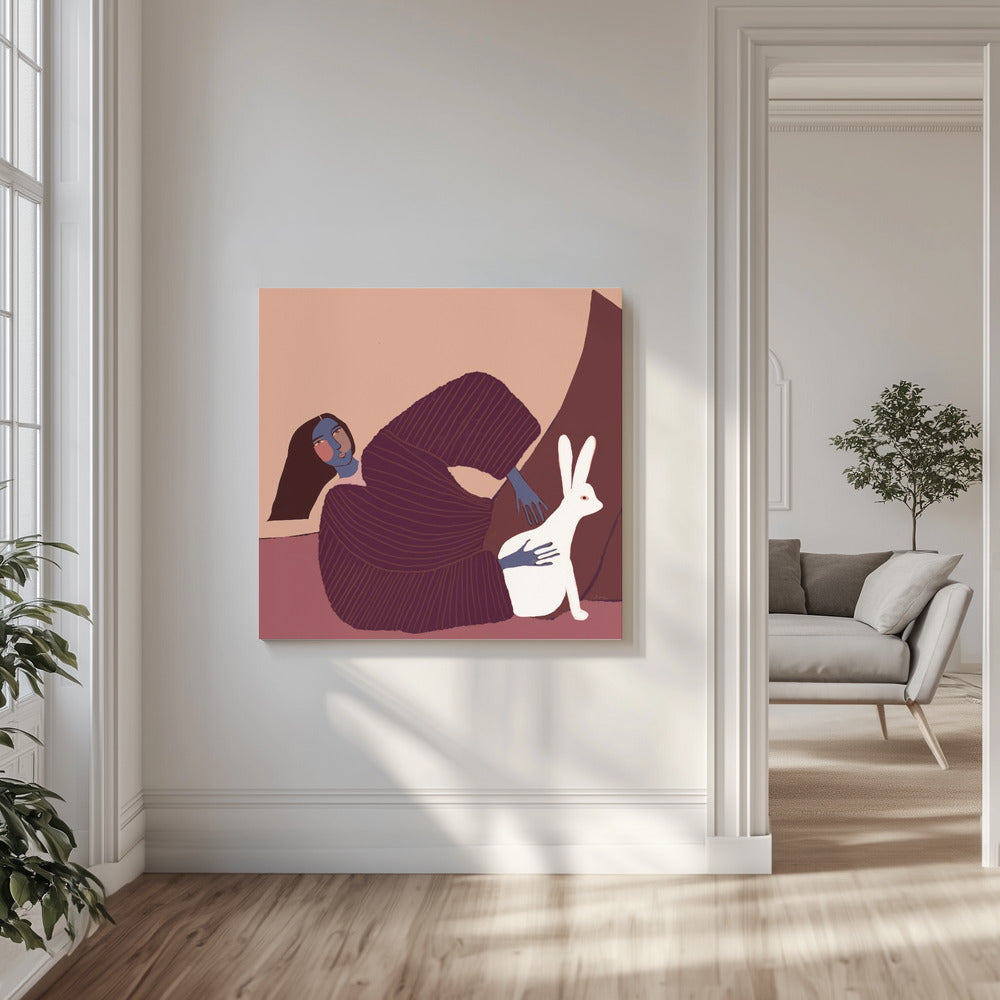 Lady and rabbit | Canvas