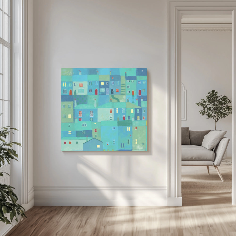 Blue Town From The Steps | Canvas