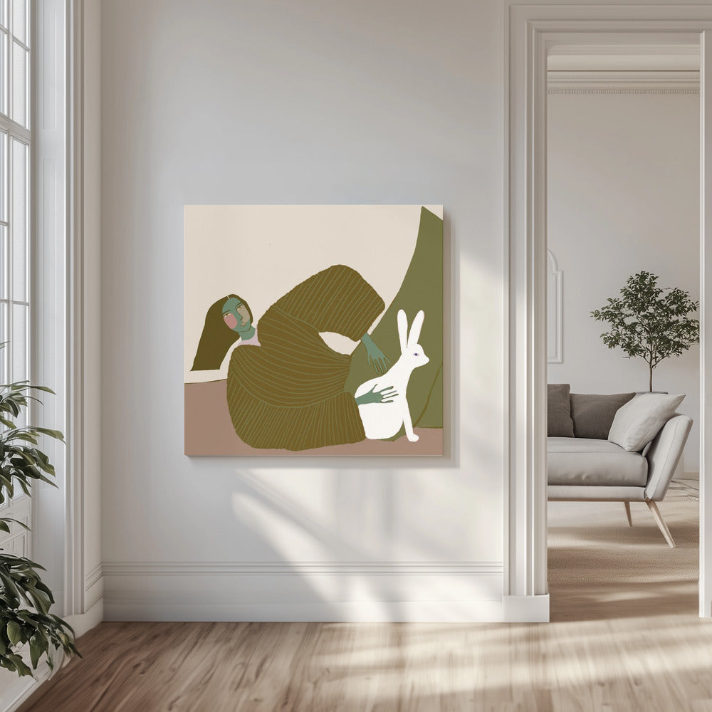 lady with rabbit | Canvas