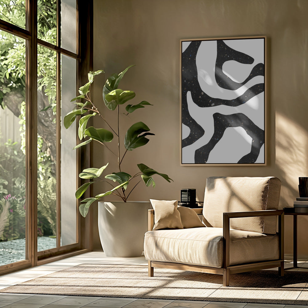 Organic Black Forms with Speckled Patterns | Poster