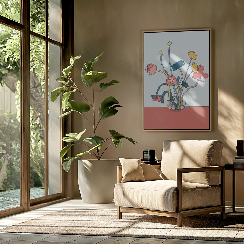 Flowers in a glass vase | Poster