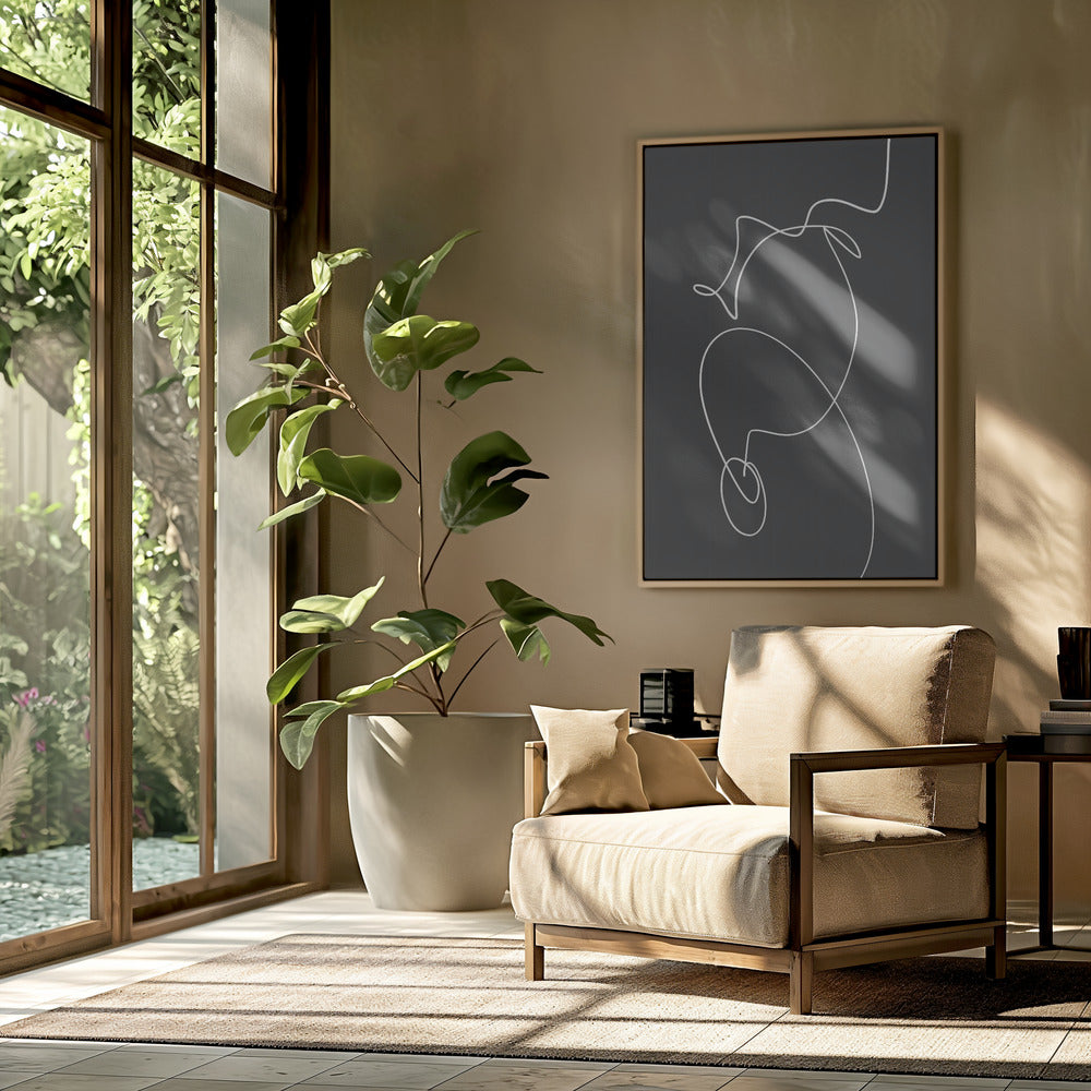 White Squiggle On A Dark Background | Poster