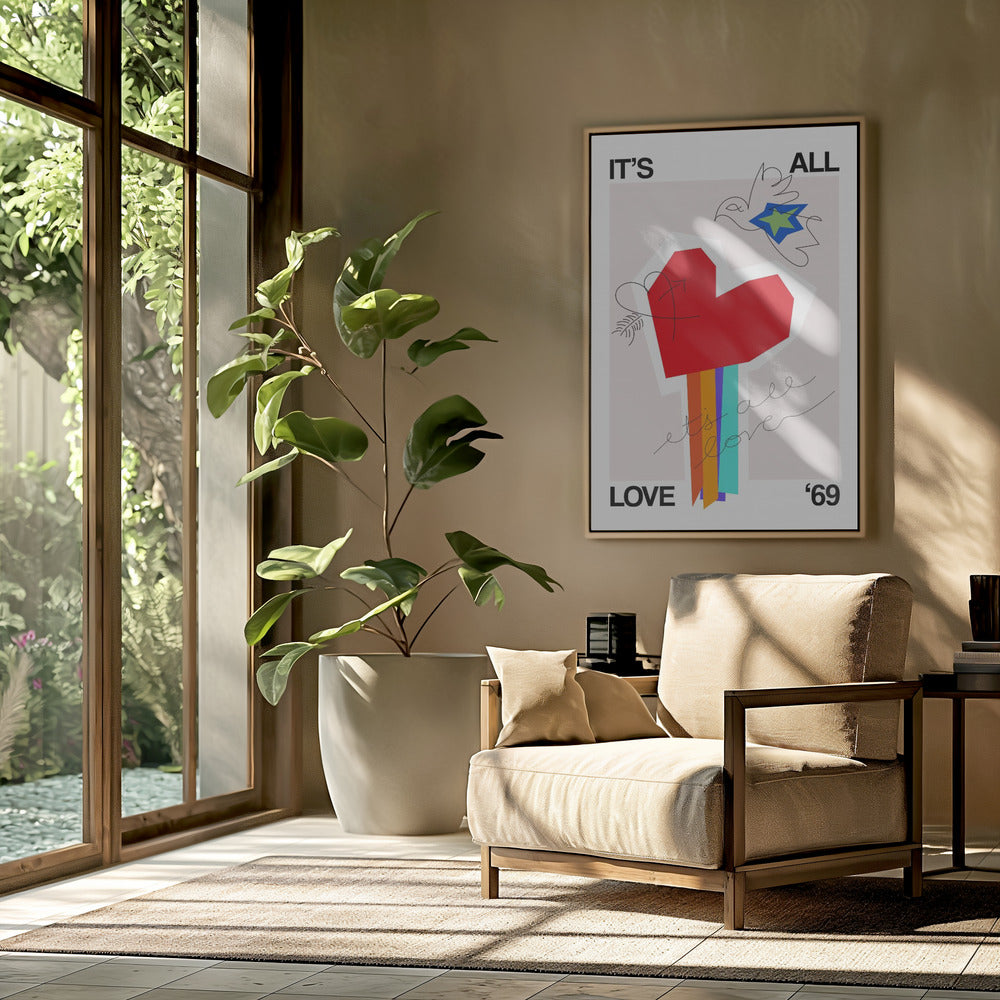 It's All Love '69 Heart Greige | Poster
