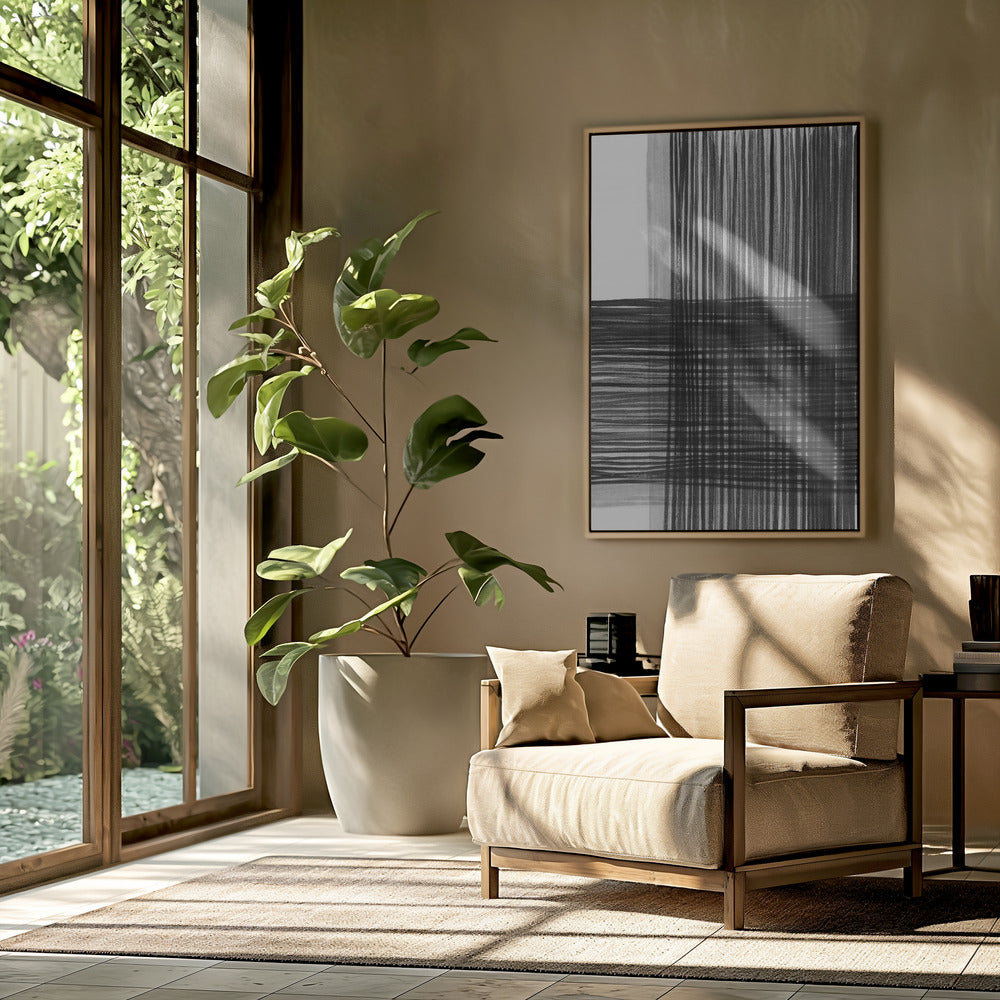 Black And Gray Lines Creating A Grid Pattern | Poster