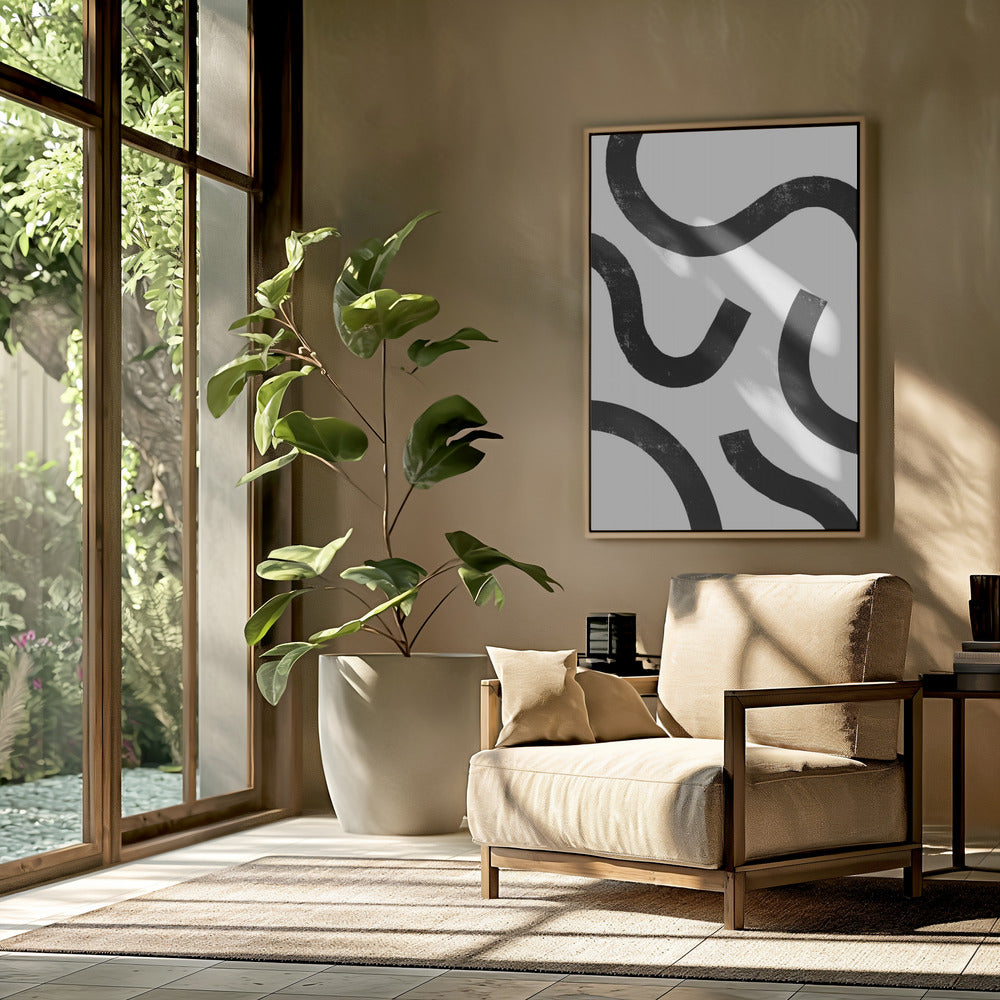 Curved Monochrome Paths | Poster