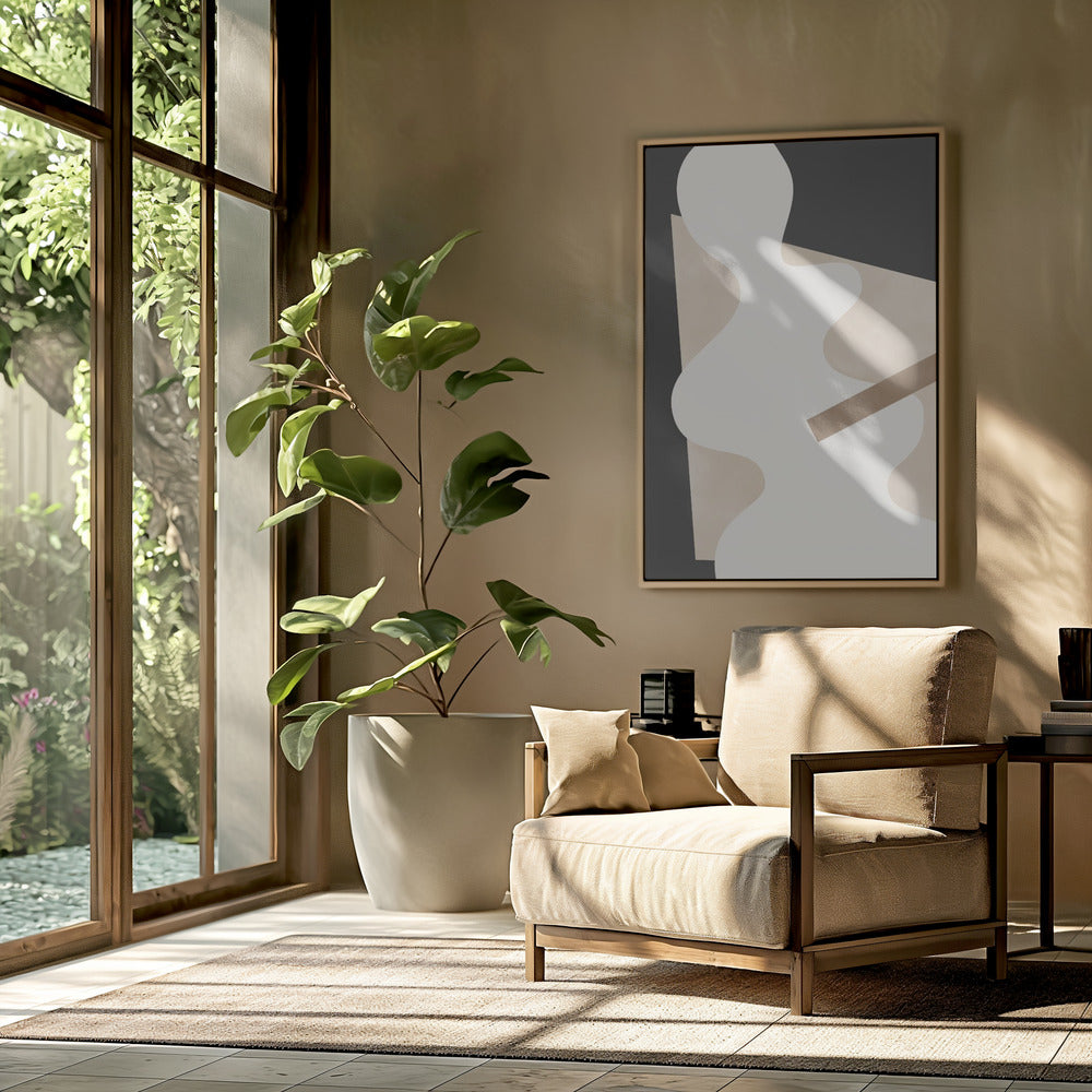 Beige Graphic Curves Art | Poster