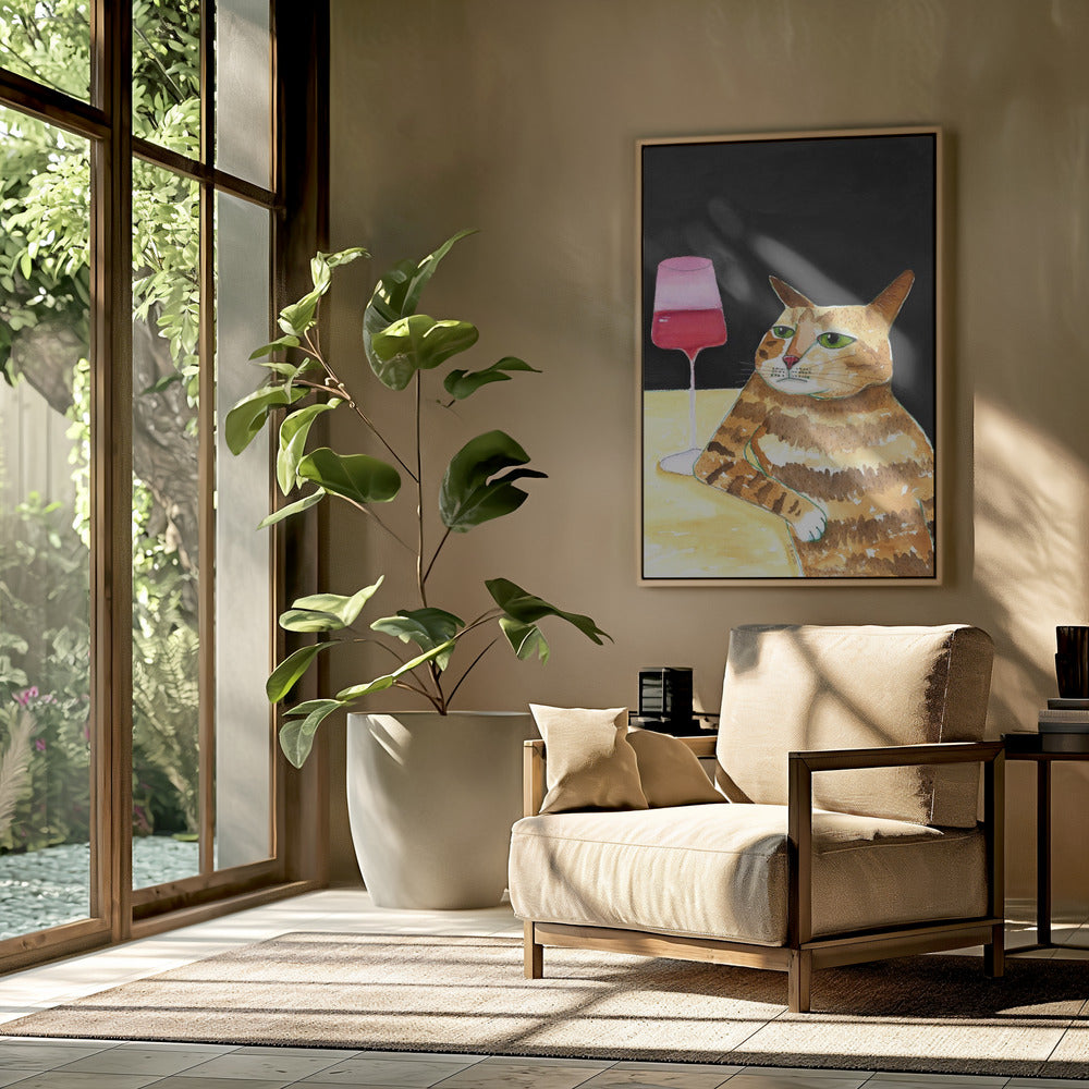 Cat Friday Night Drinks Wine Funny Cat Humour | Poster