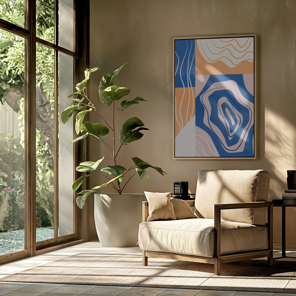 Abstract Collage In Blue and Orange | Poster