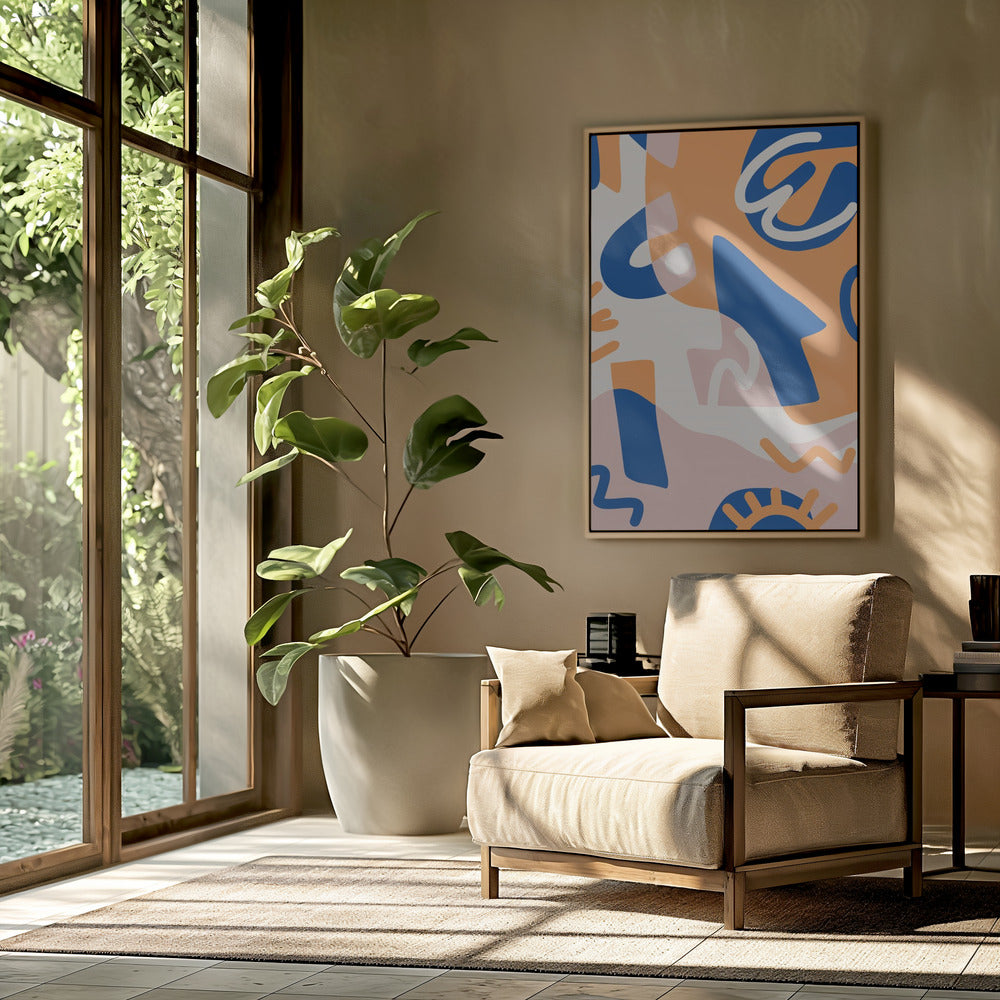 Abstract Shapes In Blue and Orange | Poster