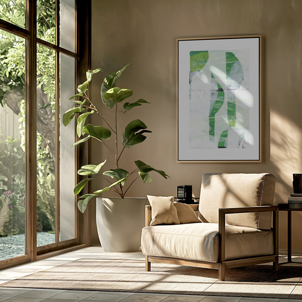 Lime Green Black Abstract No1 | Poster