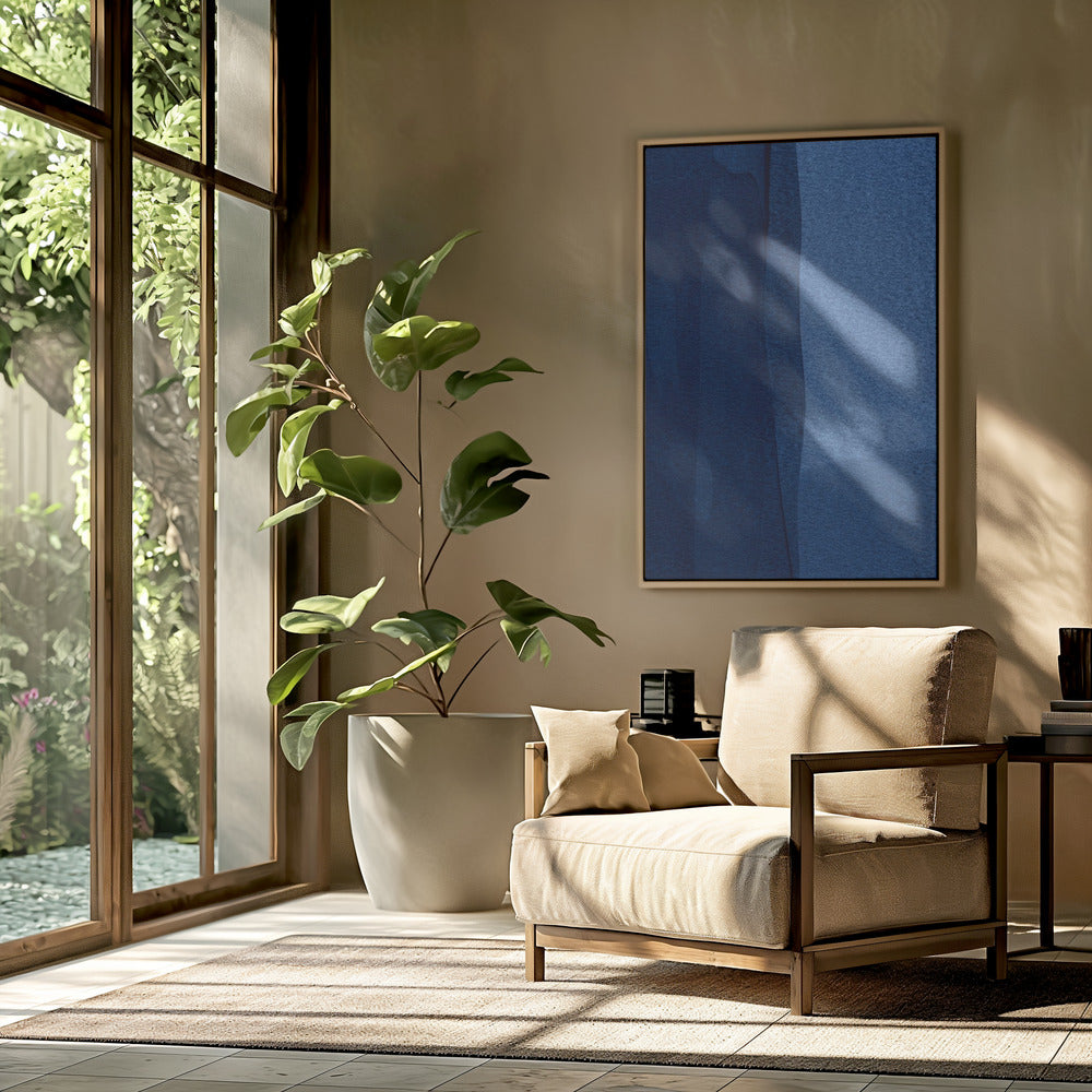 Blue Texture Flowing Vertical Lines | Poster