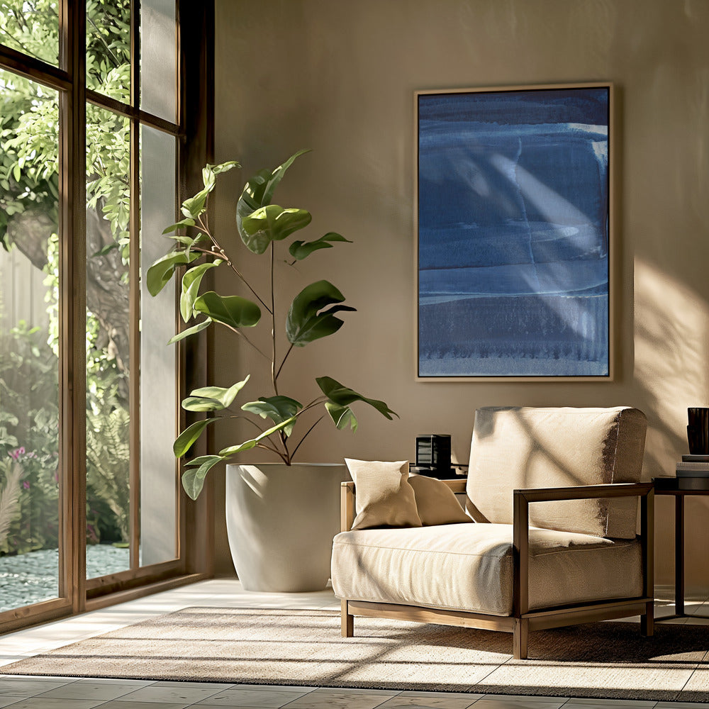 Blue Texture Flowing Vertical Lines | Poster