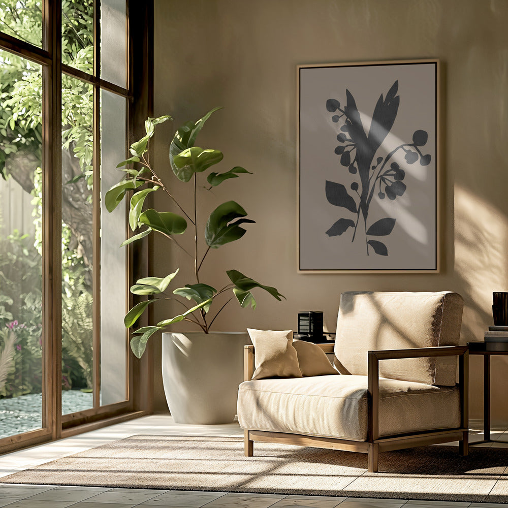 Black Floral Buds Modern Botanical Silhouette | Poster
