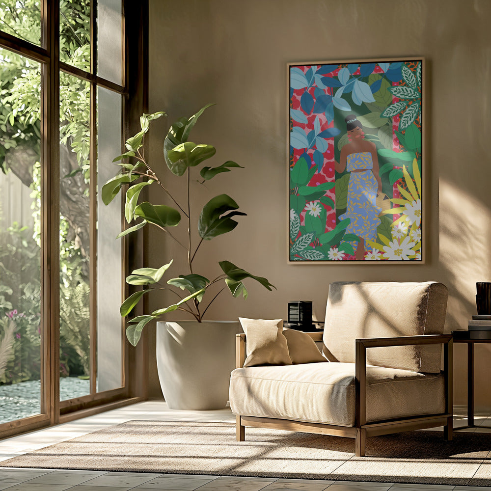 Woman In A Dress With Flowers | Poster