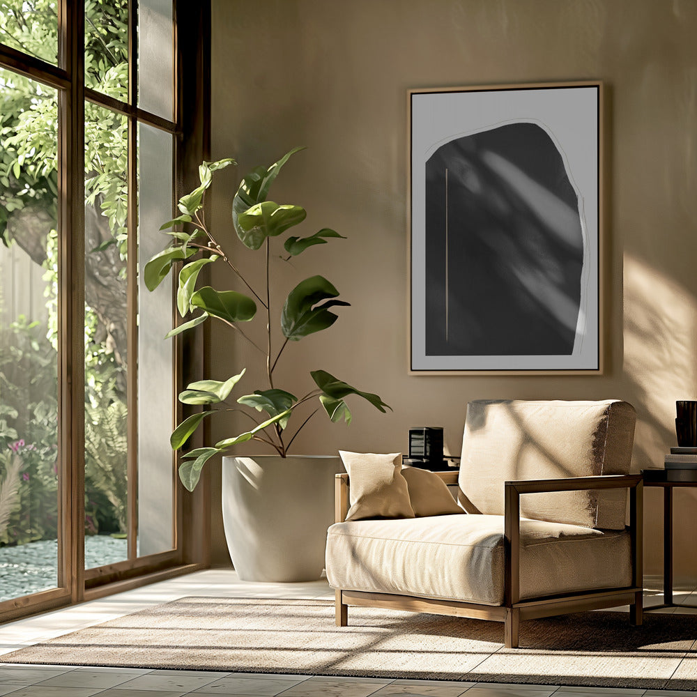 Irregular Black Shape With A Thin Vertical Line | Poster