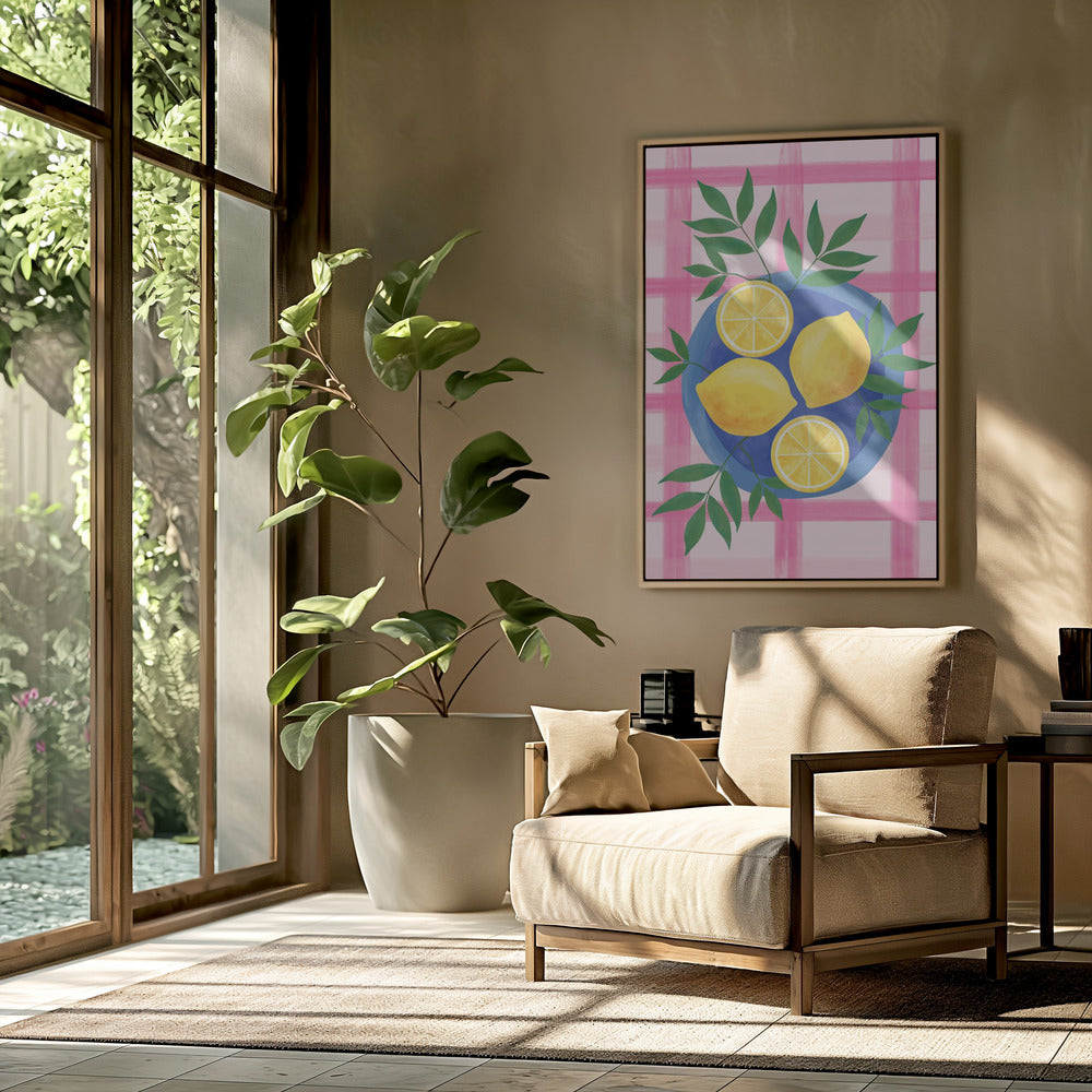 Lemons on a Blue Plate | Poster